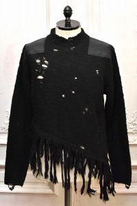 KHOKI　" Fringed and destroyed knit "　col.Black