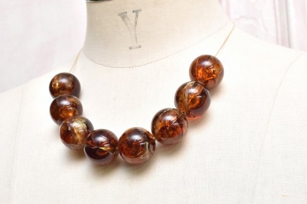 画像2: m's braque　" Deadstock Cracked Beads Necklace "　col.Crackedbrown / Gold