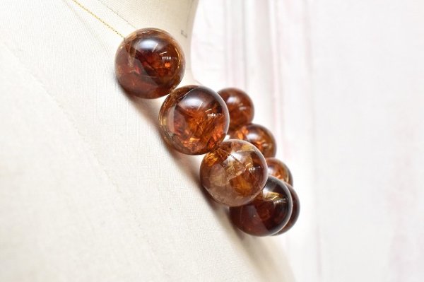 画像3: m's braque　" Deadstock Cracked Beads Necklace "　col.Crackedbrown / Gold