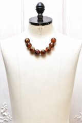 m's braque　" Deadstock Cracked Beads Necklace "　col.Crackedbrown / Gold