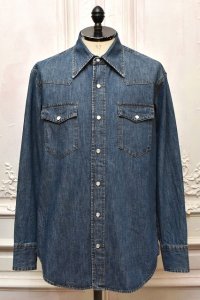 HUSBANDS　" Western Shirt with Classic Collar "　col.Blue