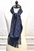 画像3: Fratelli Luigi　" Fringe Silk Jacquard Scarf "　col.Blue (3)