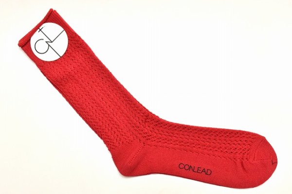 画像1: CONLEAD　" LACE Short Socks "　col.Red