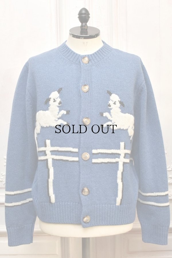 画像1: S.S Daley　" Cyril Lamb Motif Cardigan "　col.Blue