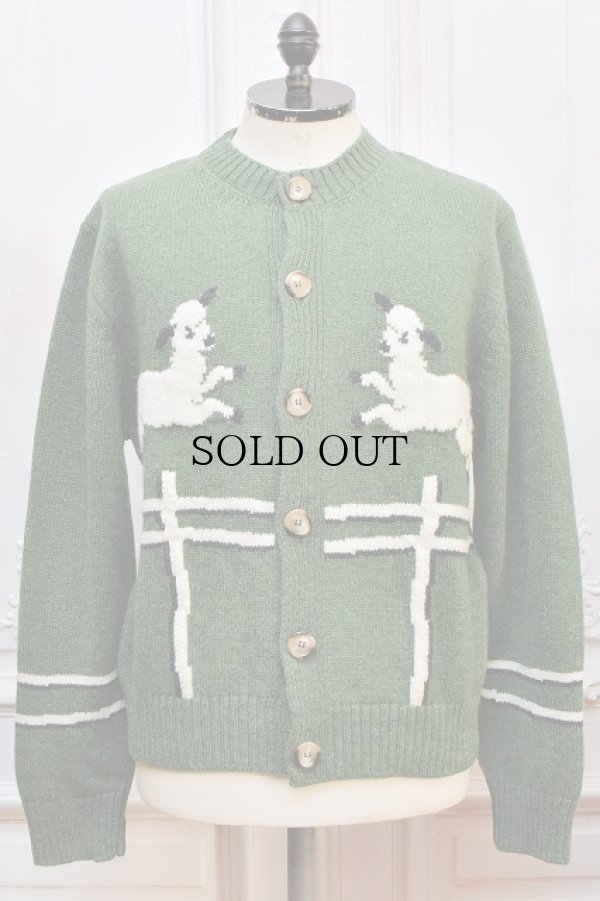 画像1: S.S Daley　" Cyril Lamb Motif Cardigan "　col.Green