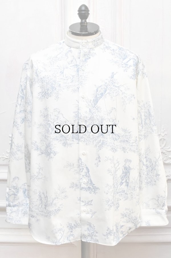 画像1: m's braque　" Over Sized Stand Collar Shirt "　col.Toile de Jouy