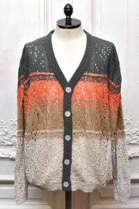 Kota Gushiken　" Brloken Lace Border Cardigan "　col.Gray