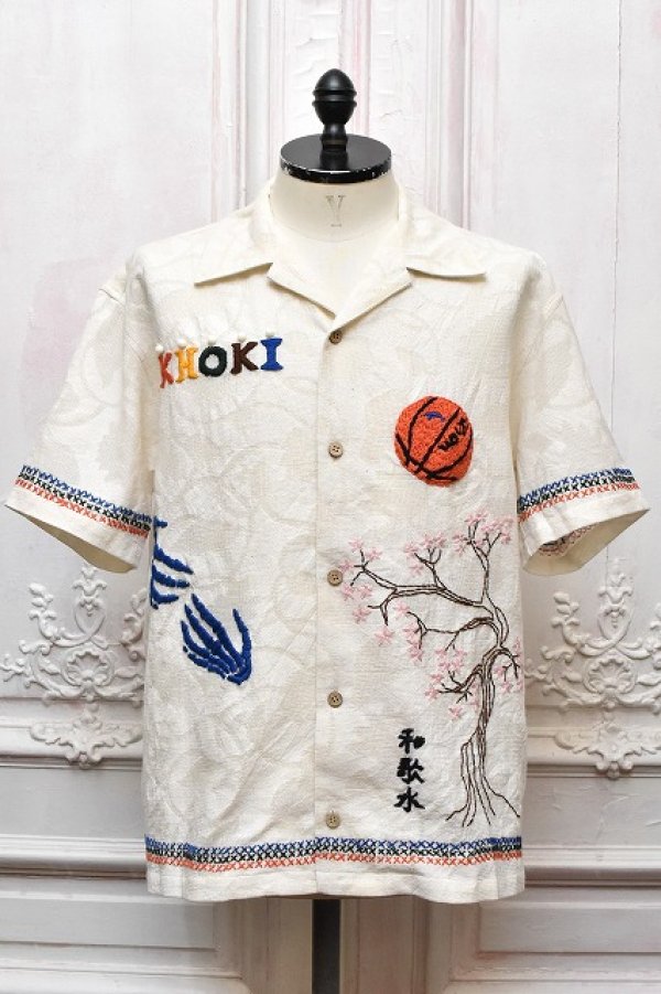 画像1: KHOKI　" Hand emboroidered - deign shirt "　col.White