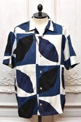 KHOKI　" Kaleidoscope patched work shirt "　col.Blue