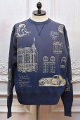 画像1: Samuel Zelig　" Hotel Crewneck - with Cream Embroidery "　col.Navy (1)