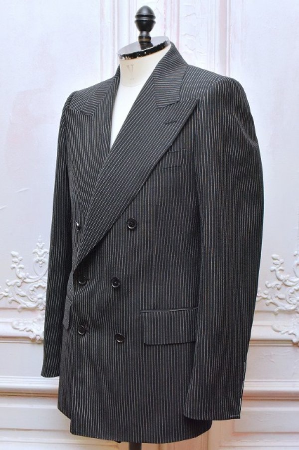画像3: HUSBANDS　" Double Breasted Suit - Classic Fit in English High Twist Wool "　col.Black with Pinstripe