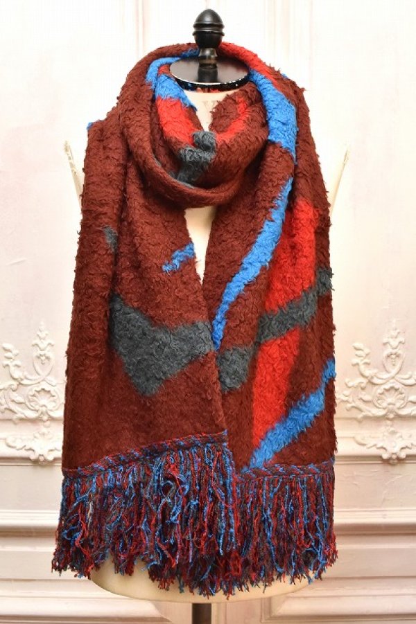 画像1: KHOKI　" Jacquard design muffler "　col.Red
