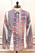 画像1: KHOKI　" Vintage - effect asymmetric shirt "　col.Blue (1)