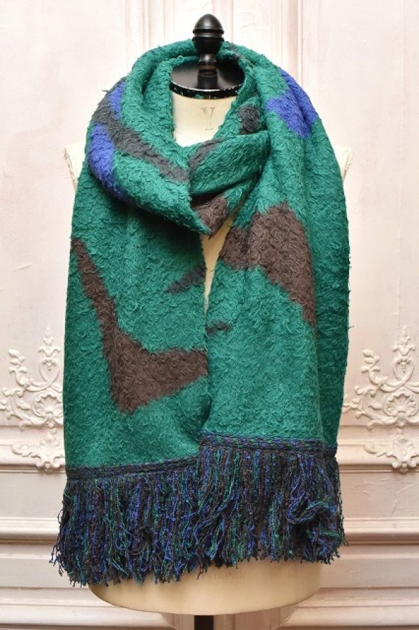 画像1: KHOKI　" Jacquard design muffler "　col.Green