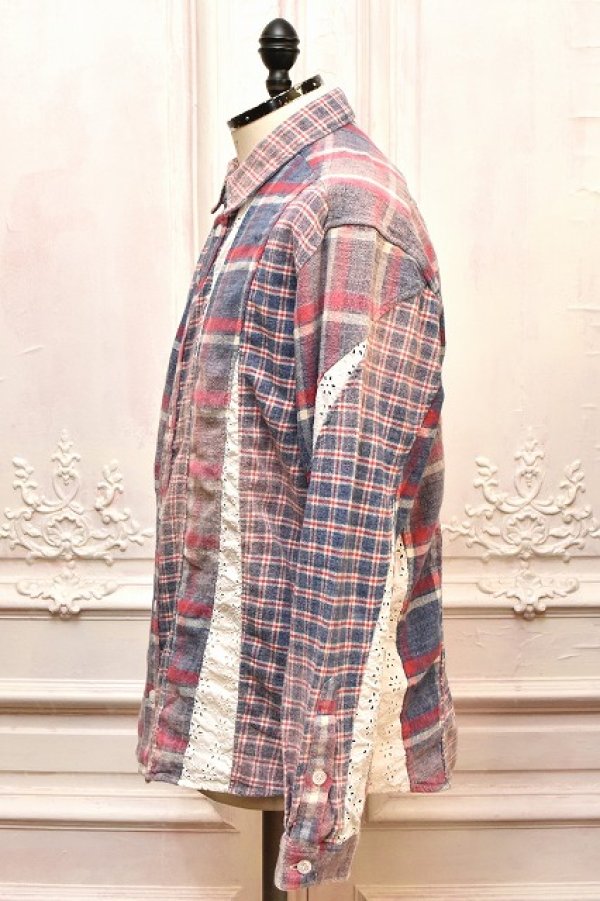 画像4: KHOKI　" Vintage - effect asymmetric shirt "　col.Blue