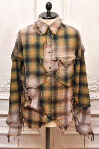 KHOKI　" Vintage - effect checked shirt "　col.Yellow
