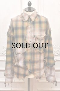 KHOKI　" Vintage - effect checked shirt "　col.Yellow
