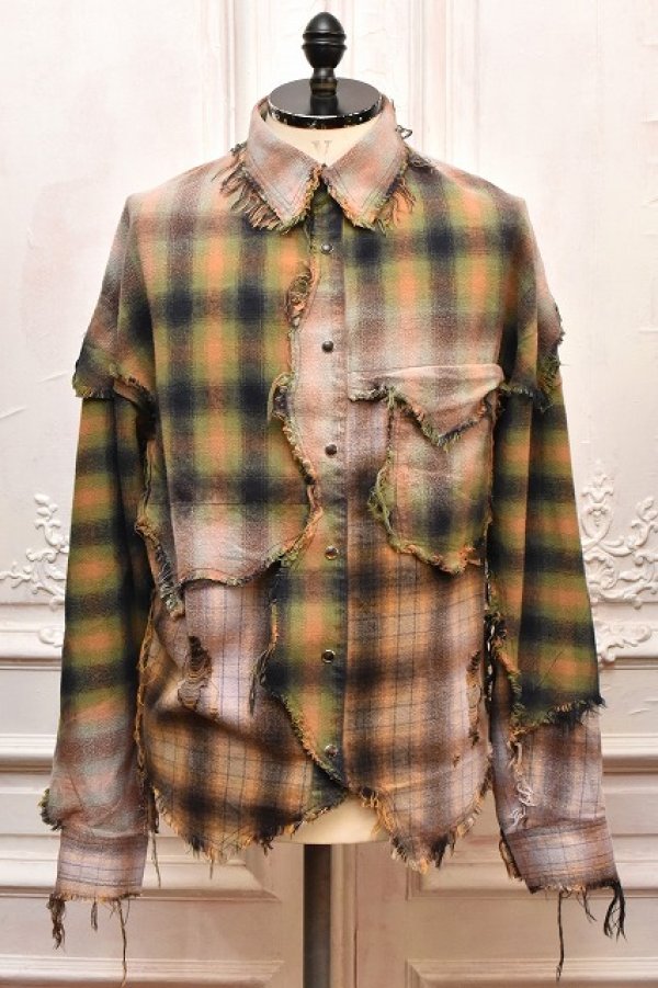 画像1: KHOKI　" Vintage - effect checked shirt "　col.Yellow