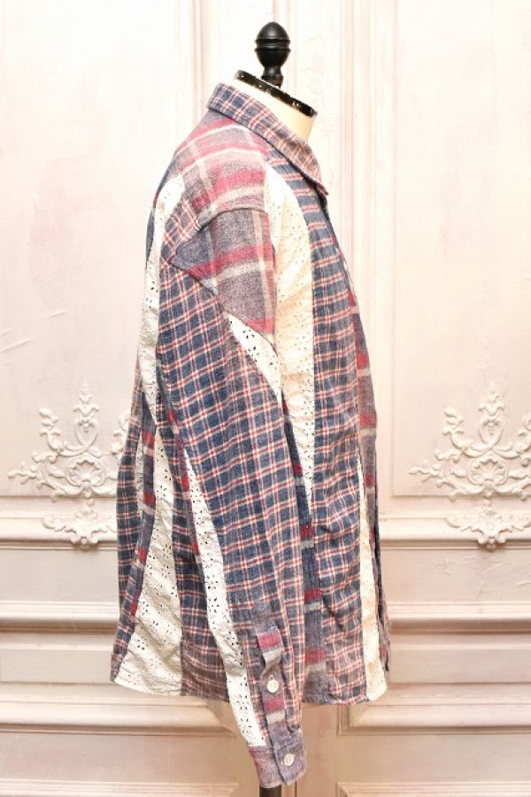 画像6: KHOKI　" Vintage - effect asymmetric shirt "　col.Blue