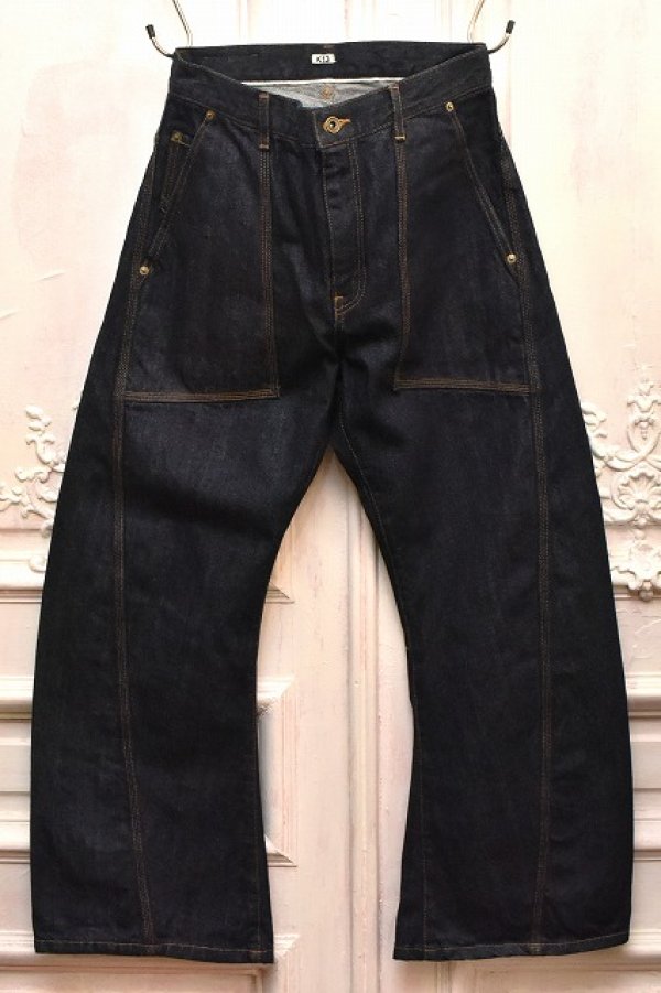 画像1: KHOKI　" 3D cutting denim pants "　col.Indigo