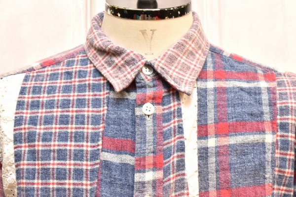 画像2: KHOKI　" Vintage - effect asymmetric shirt "　col.Blue