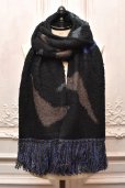 画像1: KHOKI　" Jacquard design muffler "　col.Black (1)