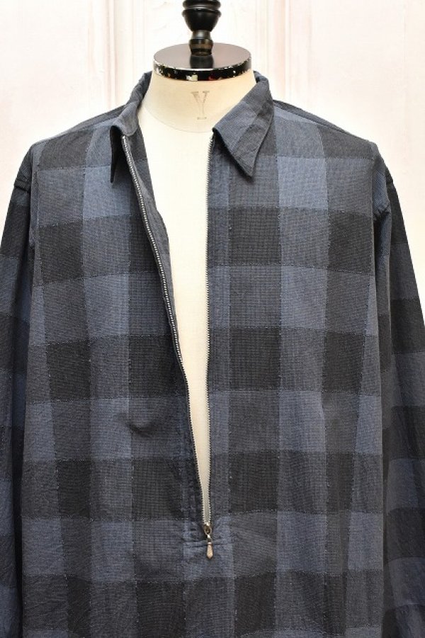 画像2: NICENESS　" LUCA - Dead Stock Check Long Zip Shirts "　col.Navy 