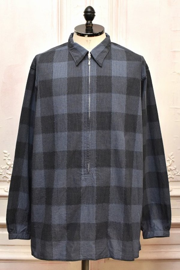 画像1: NICENESS　" LUCA - Dead Stock Check Long Zip Shirts "　col.Navy 