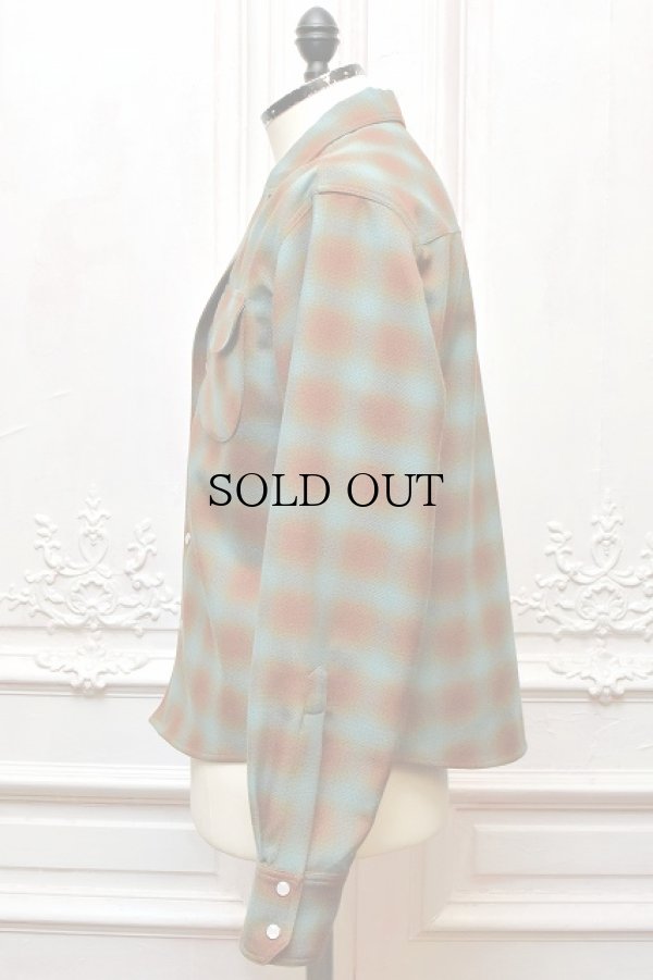 画像2: DECHAMPS　" Checked Overshirt "　col.Turquoise / Orange