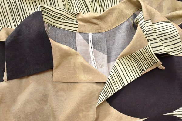 画像5: m's braque　" Long Sleeve Aloha Shirt - Geometric Pattern "　col.Khaki / Black