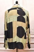 画像4: m's braque　" Long Sleeve Aloha Shirt - Geometric Pattern "　col.Khaki / Black (4)