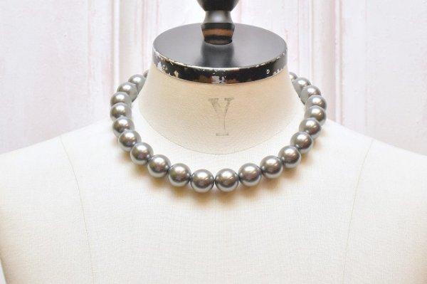 画像6: m's braque　" Deadstock Beads Separable Necklace "　col.Navy / Matallic Grey / Metal