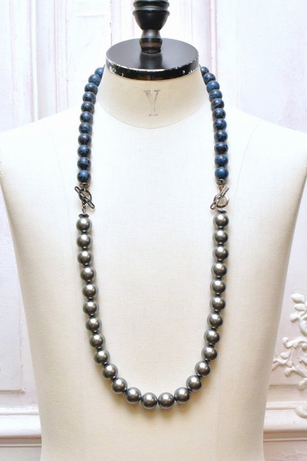 画像3: m's braque　" Deadstock Beads Separable Necklace "　col.Navy / Matallic Grey / Metal