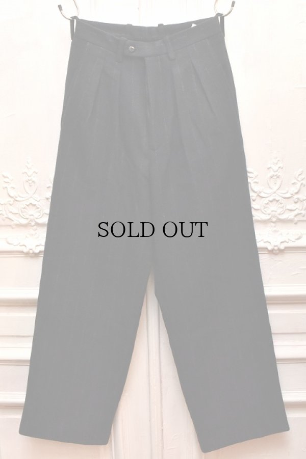 画像1: m's braque　" Tucked Baggy Pants "　col.Navy Chalk Stripes