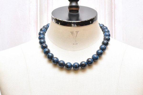 画像7: m's braque　" Deadstock Beads Separable Necklace "　col.Navy / Matallic Grey / Metal