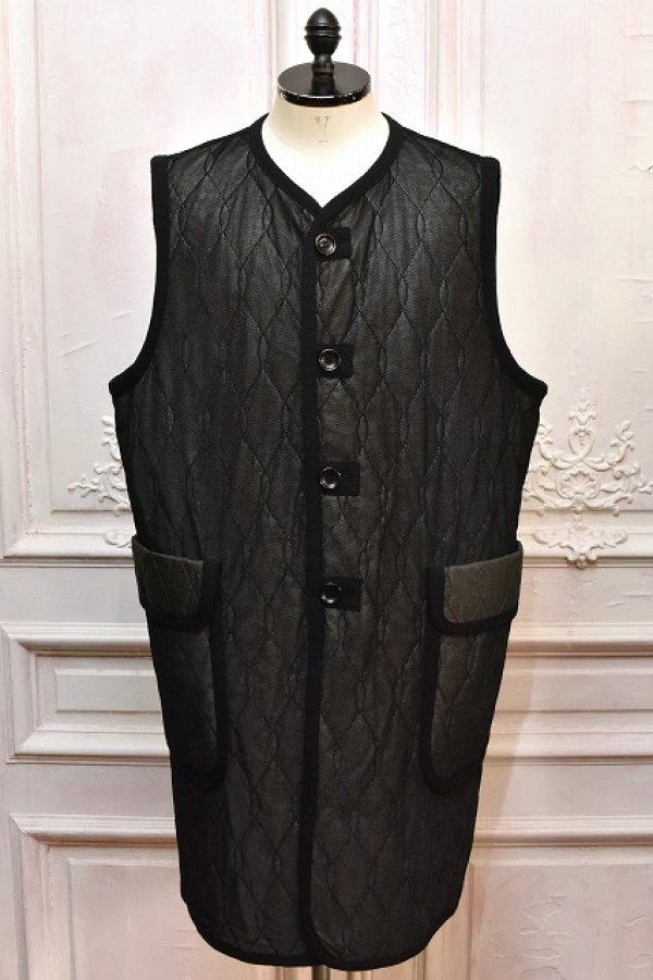 画像1: m's braque " Silk-Loft Quilting Car Long Vest " col.Black Mesh