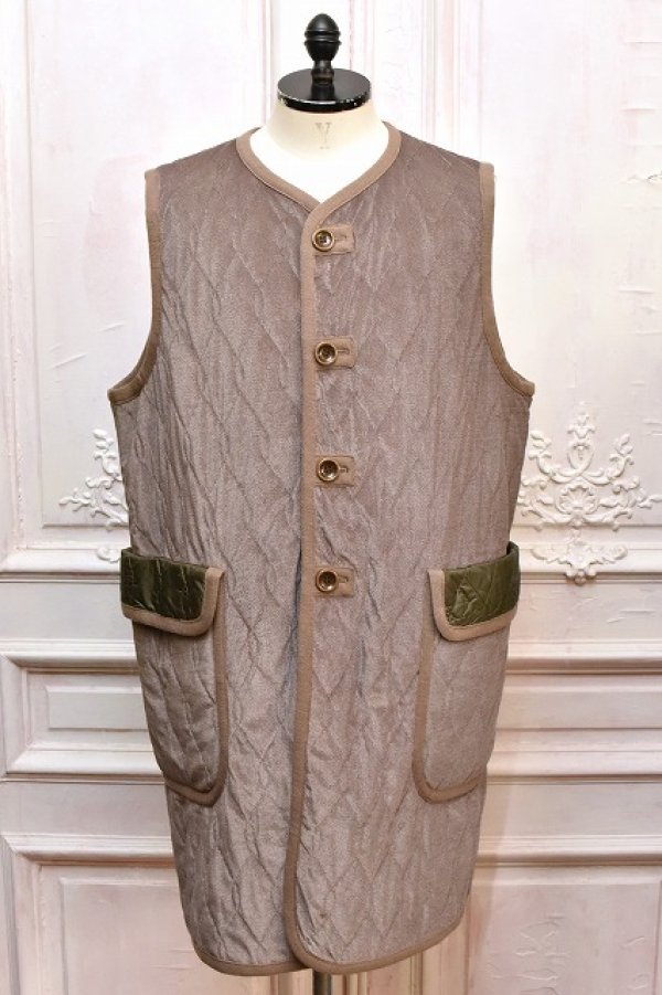 画像1: m's braque　" Silk-Loft Quilting Car Long Vest "　col.Mocha Mesh