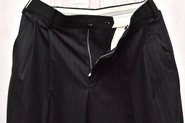 画像2: KHOKI　" Pleated Stripe Summer Wool Pants "　col.Black