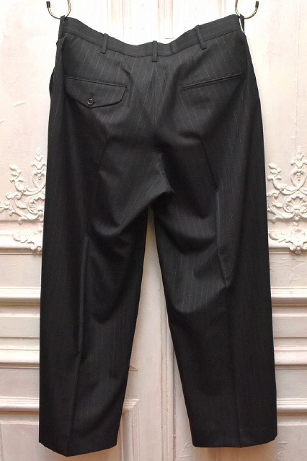 画像3: KHOKI　" Pleated Stripe Summer Wool Pants "　col.Black