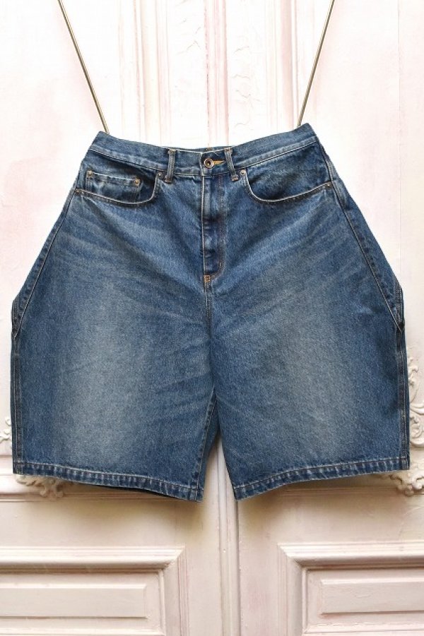 画像1: KHOKI　" 3D Cutting Half Denim Shorts "　col.Indigo