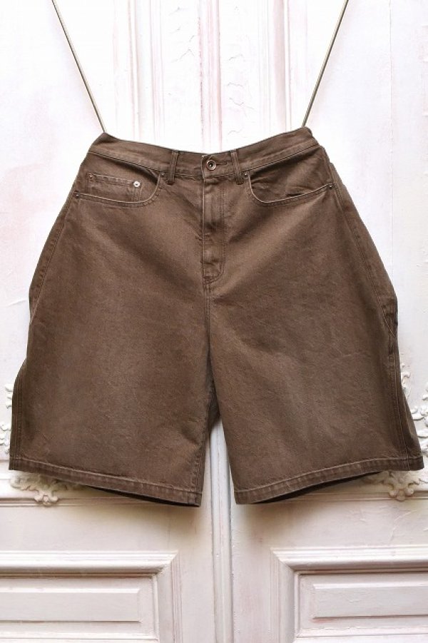 画像1: KHOKI　" 3D Cutting Half Denim Shorts "　col.Brown