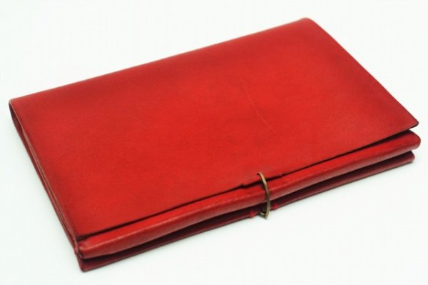 画像3: m.a+　" EXTRA LARGE WALLET WITH HOOK "　col.PIG LEATHER HIGH RISK RED