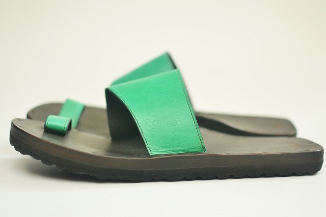 JUTTA NEUMANN " Alice Square   Leather Sandals " col.Kelly Green