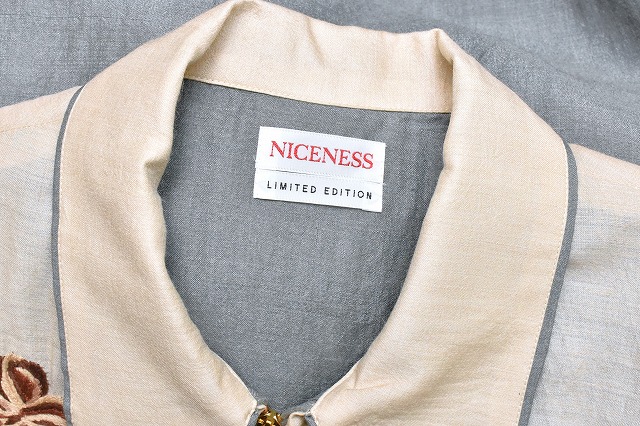 NICENESS  MAJAW - Wild Silk Souvenir Shirt  col.Blue Gray - mathematics